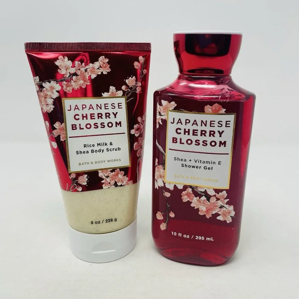 Bath and Body Works Japanese Cherry Blossom Shower Gel & Milk/Shea‎ Body Scrub